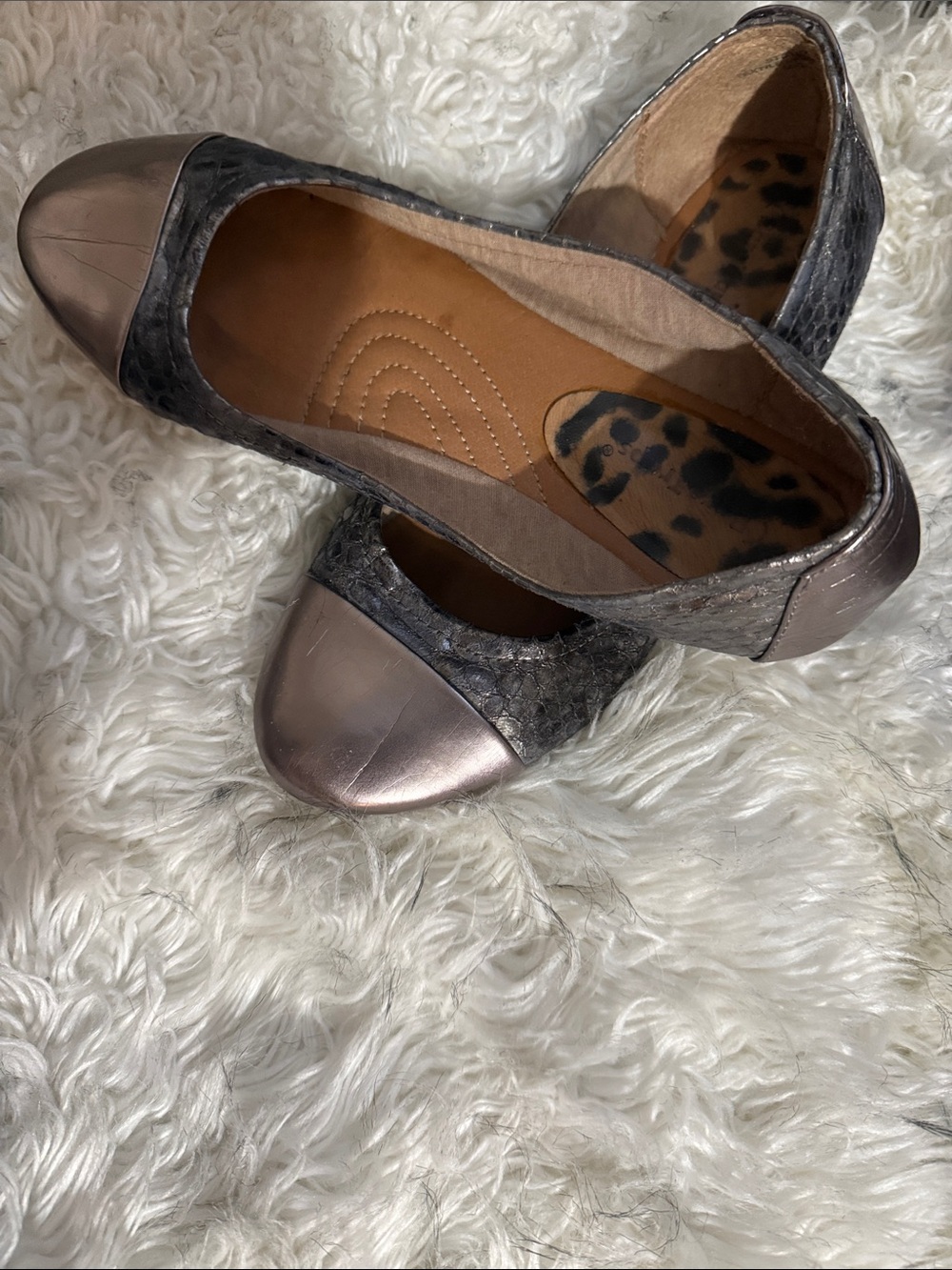 BareTraps Metallic Bronze-Taupe Cap-Toe Ballet Flats